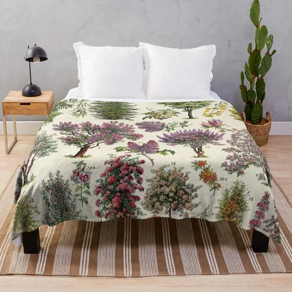 Adolphe Millot - jardin Arbres 02-винтажное французское растительное иллюстрационное одеяло