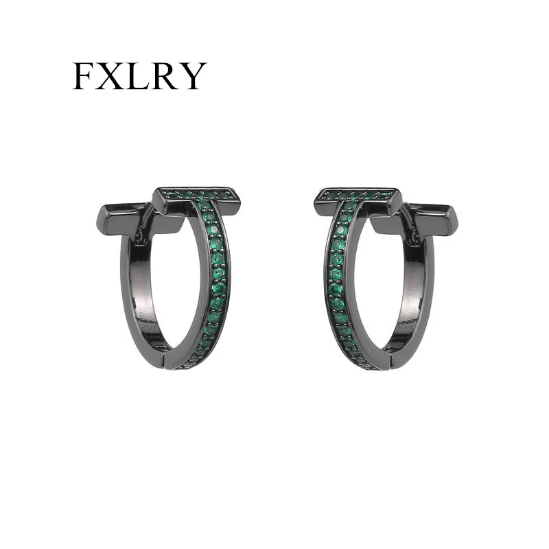 

FXLRY французская мода инкрустация AAA кубический цирконий буква T кольца серьги для женщин Свадебные ювелирные изделия