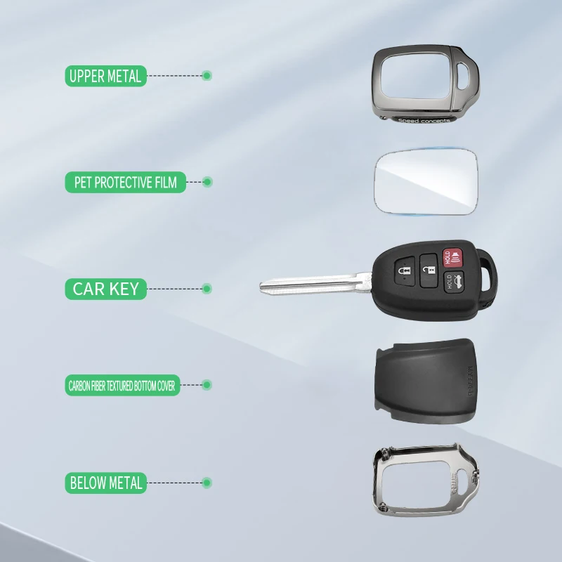 Фото Чехол для автомобильного ключа из цинкового сплава для Toyota Prius RAV4 Camry Corolla 2014 2015 2016 2017, защитный чехол-футляр для брелока, аксессуары №4