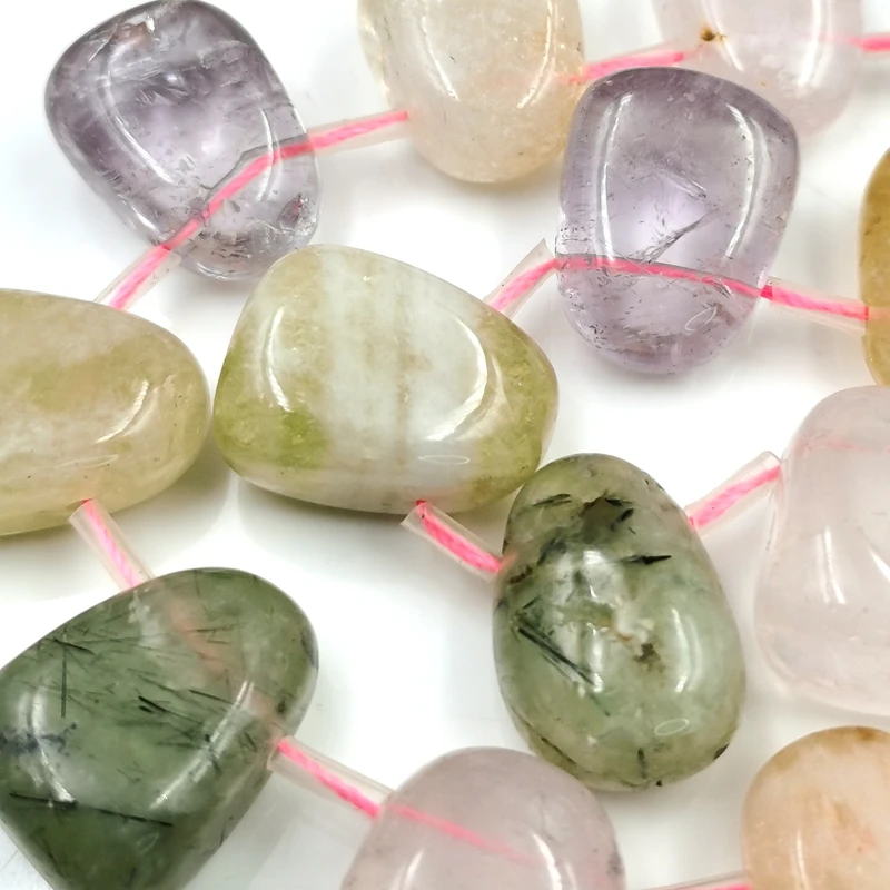 

Multi Colors Natural Rose Quartz Loose Beads Strand Citrine Labradorite Healing Crystal Amethyst Charm for DIY Gemstone Necklace