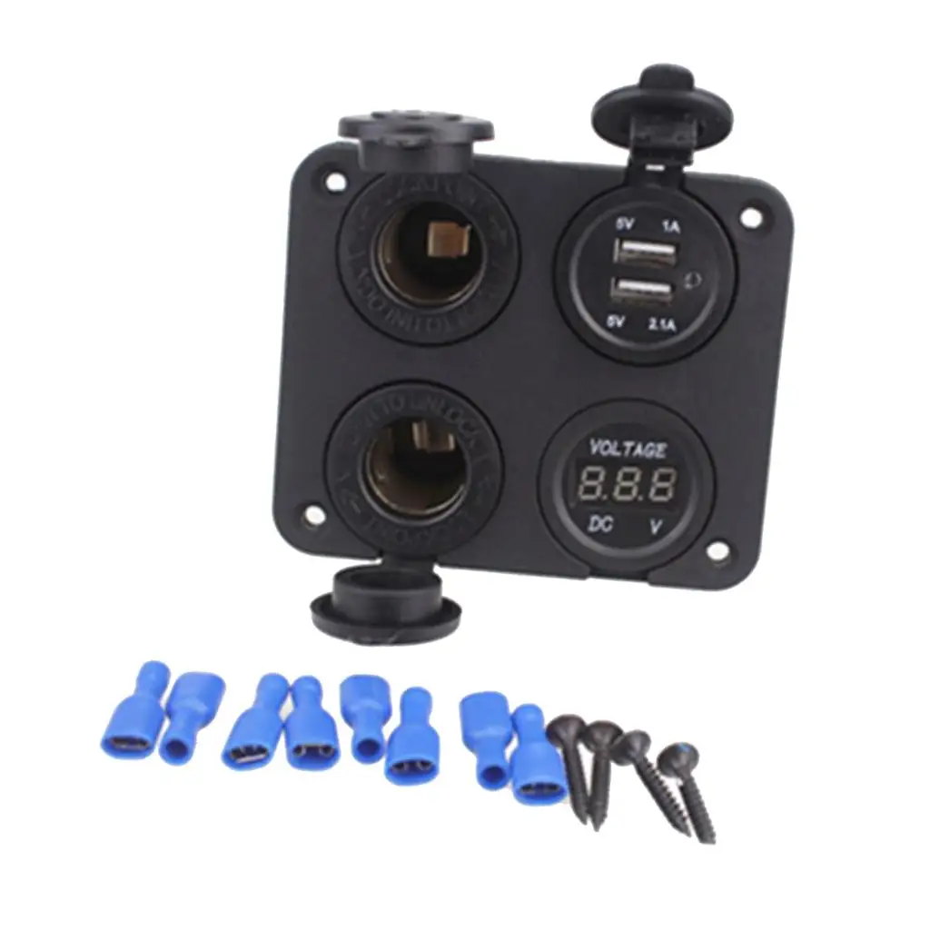 

Светодиодный вольтметр, двойное зарядное устройство USB для автомобиля, двойная панель 12В-24В