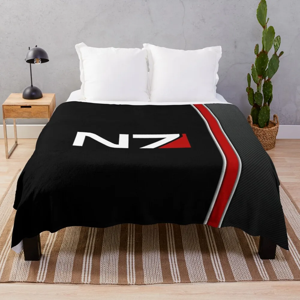 

N7 Mass effect emblem! Throw Blanket shaggy blanket Decorative sofa blankets fluffy blanket