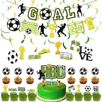 football theme party cupcake topper banner cartoon boy soccer cupcake topper flags decoration happy birthday party baking supply