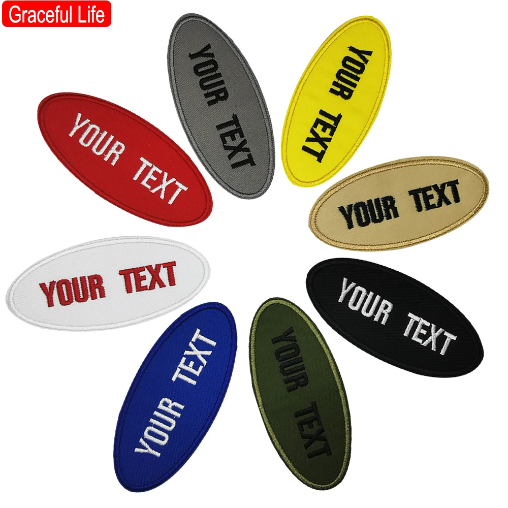 

Овальные нашивки с вышивкой и именем на заказ, нашивки в полоску, велосипедные мотоциклы, тактические аксессуары для улицы, 2 шт.