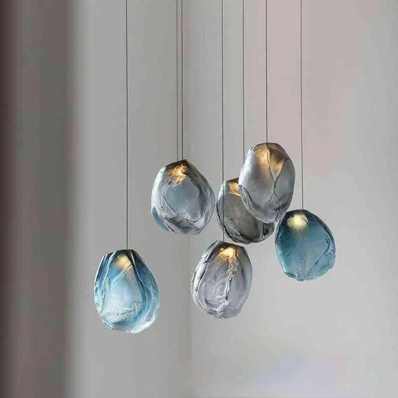 

Nodic Colorful Glass Pendant Light Dining Room Living Room Decoration Double Stairwell Hanging Lamp Design Restaurant Lobby Lamp