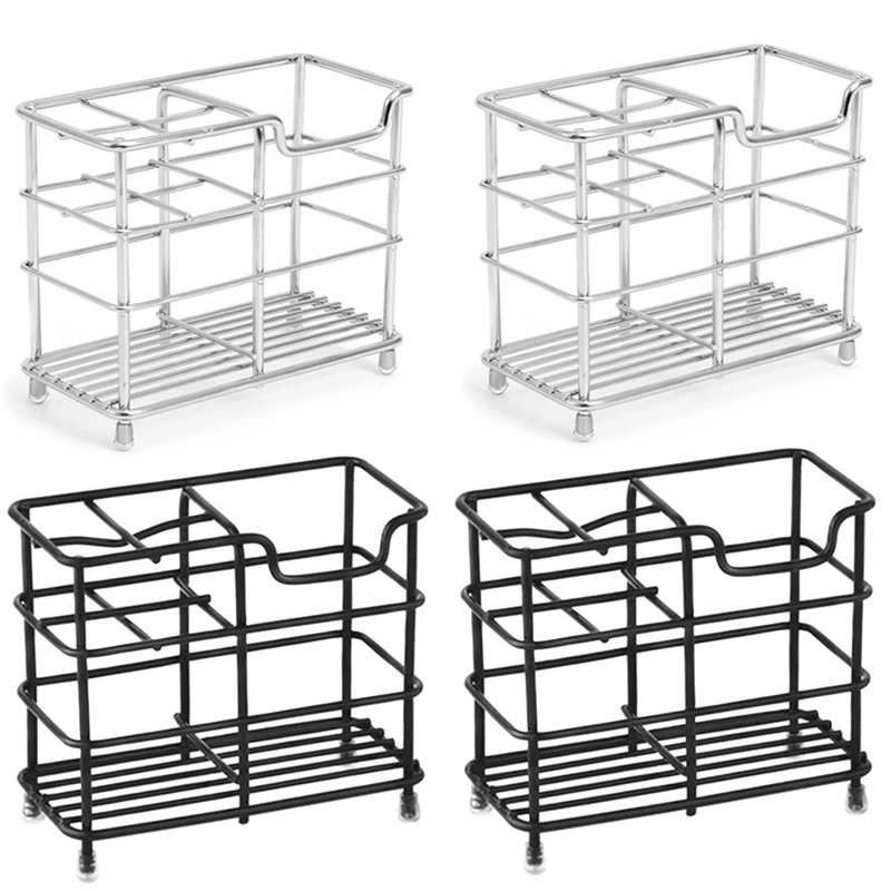 

Держатель для зубных щеток, антикоррозийный и нескользящий, прочный стальной стеллаж для хранения аксессуаров для ванной комнаты, многофун...