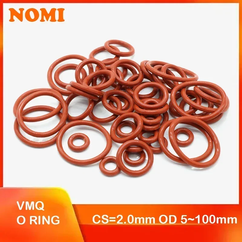 

Силиконовые уплотнительные кольца CS 2 мм, красный, 10/50 шт.