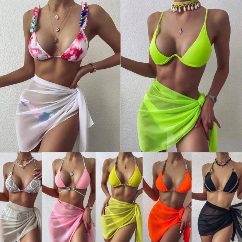 

Women Chiffon Swimwear Cover Up Wraps Pareo Scarf Bikini Cover-Ups Wrap Beach Sexy Skirts See-Through Scarf Cover Up Dress