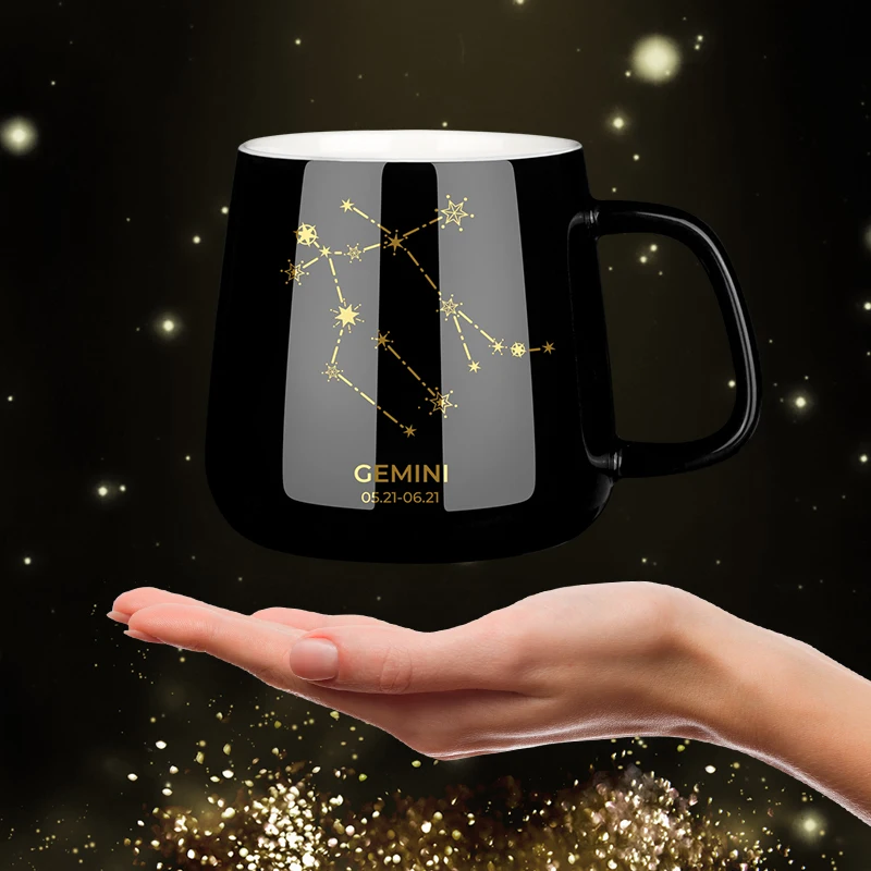 

Ceramic cups drink water, male constellation couple mugs, female cups with lids and spoons, high-grade coffee cups for home use