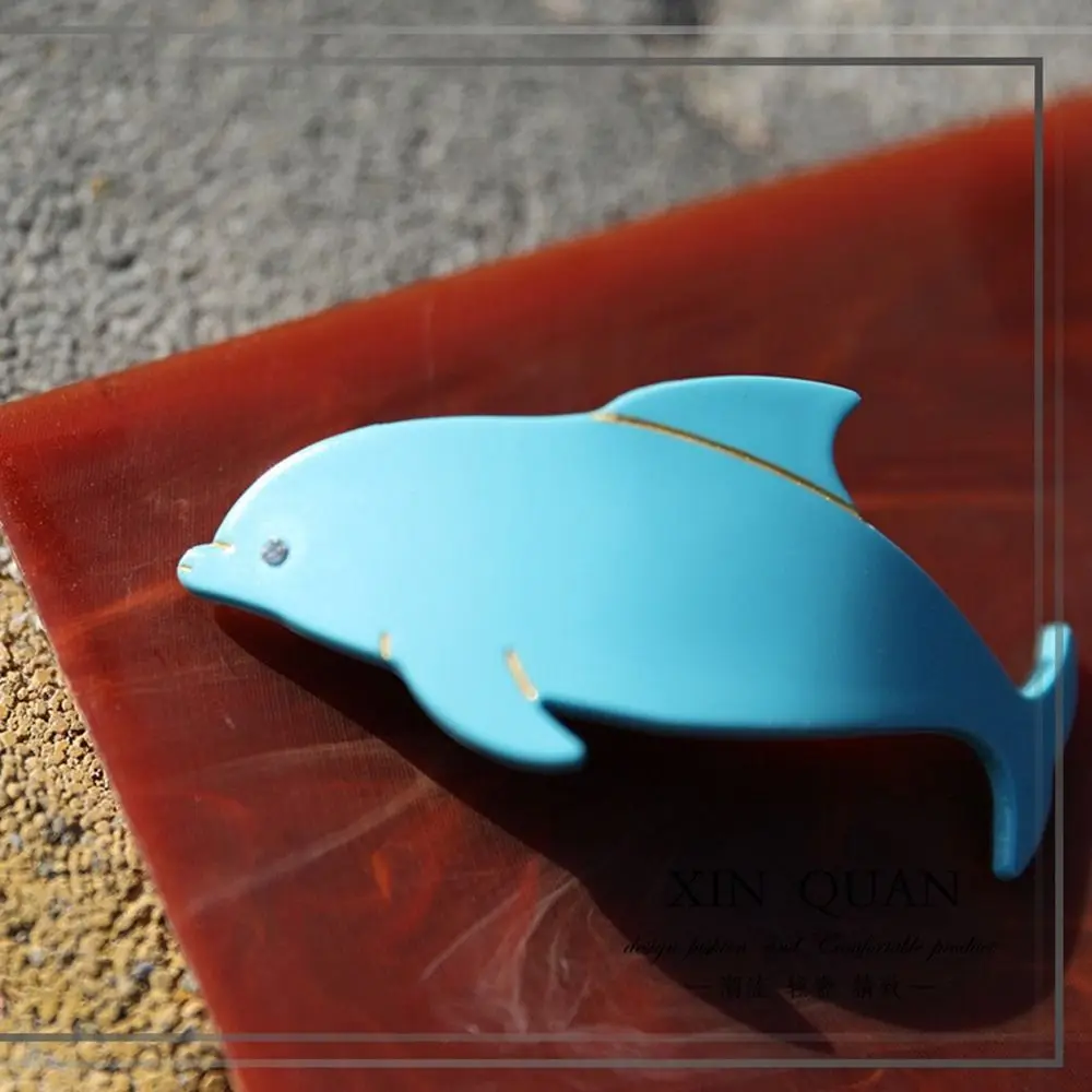 

Женская заколка для волос во французском стиле, зажим для волос в виде голубого дельфина, аксессуар для волос