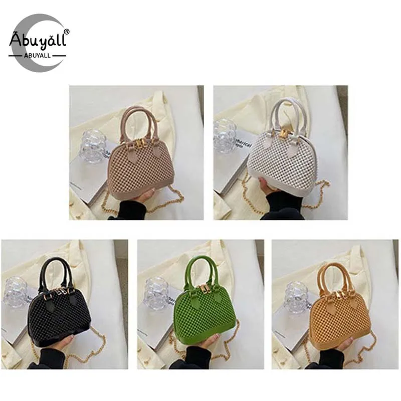 

Abuyall Vintage PU Leather Top Handle Tote Mini Bag Zip Around Dome Shoulder Bag Shell Shape Crossbody Handbag Ladies Satchel