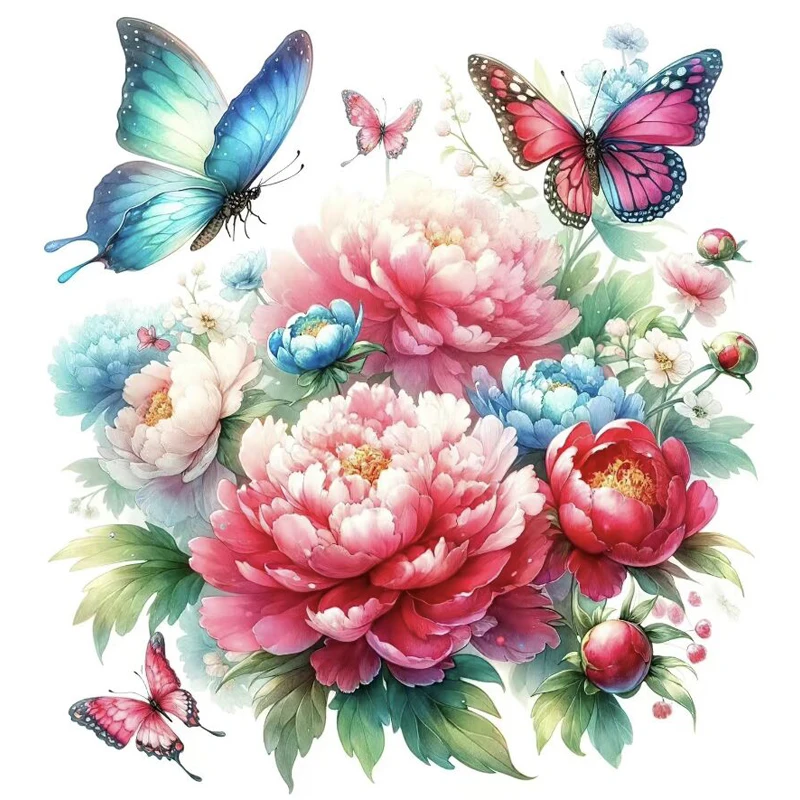 Набор для вышивки бабочка с пионами 9 карат 60 х60 см