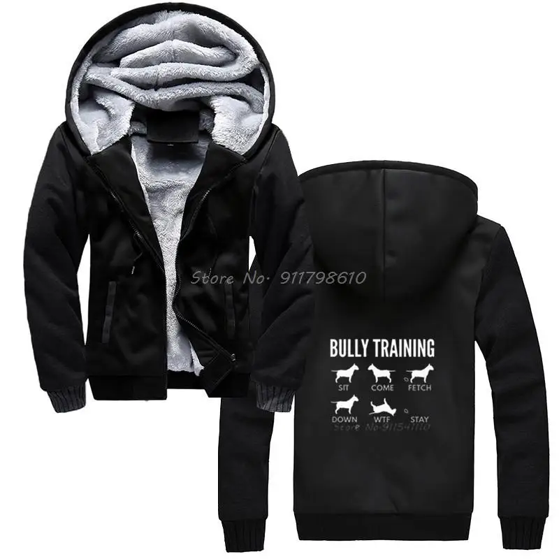 

Funny Hoodie Men English Bull Terrier Bully Train Dog Father Men Hooded Winter Thickening Keep Warm Sweatshirt Streetwear