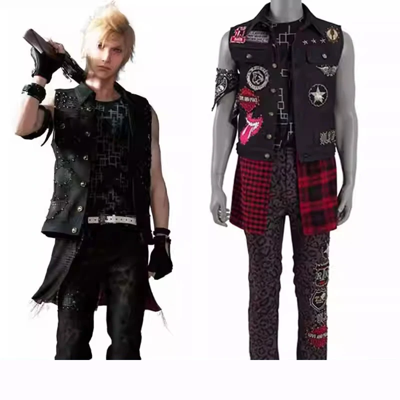 Фото Игра FFXV Косплей Prompto Argentum Костюм Мужской Жилет Брюки Полный Комплект Наряд Для Хэллоуина №1