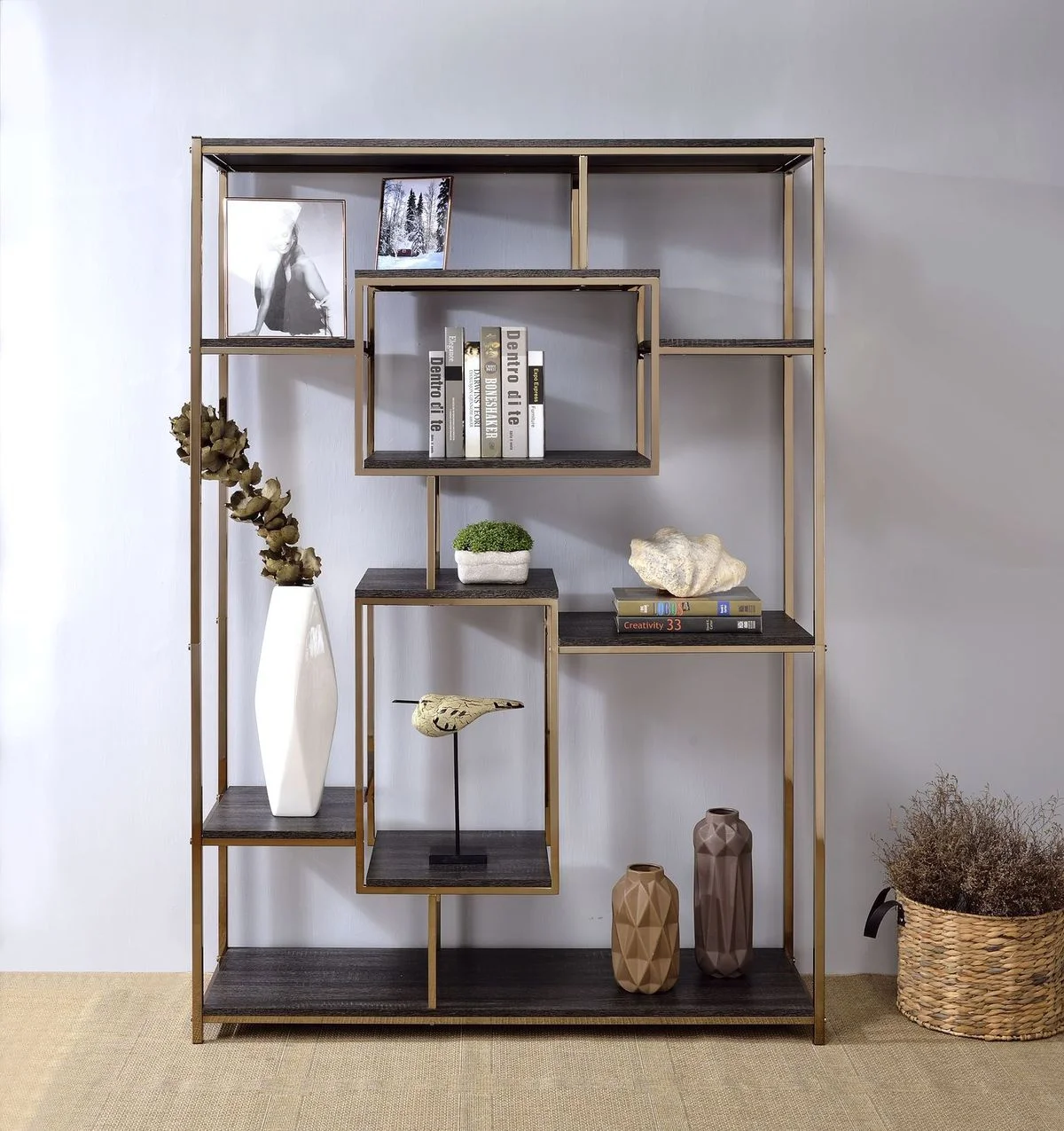 

Bookshelf, Rustic Gray Oak & Champagne 92655