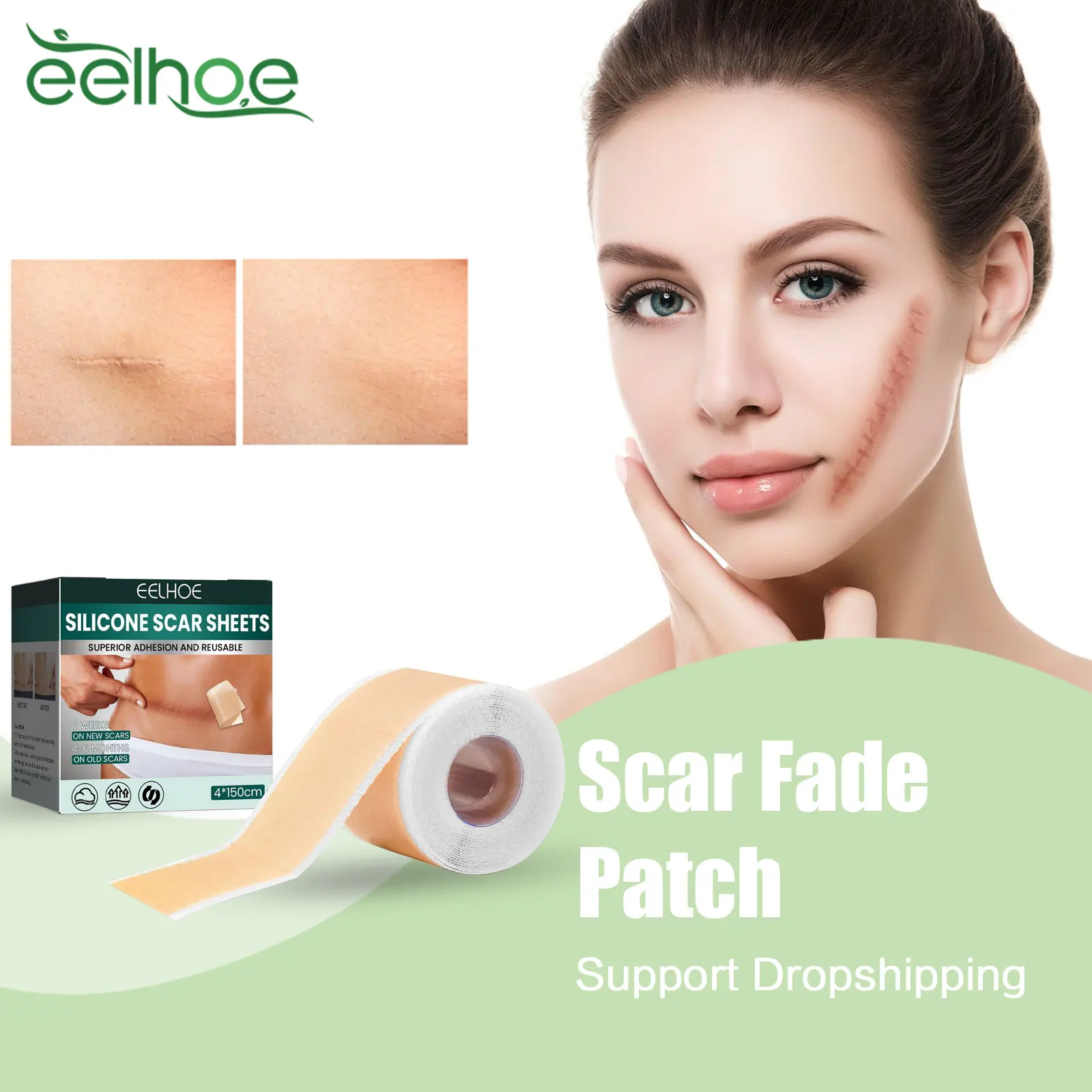 Eelhoe Хирургический пластырь для удаления шрамов C-образный конец лечения прыщей и