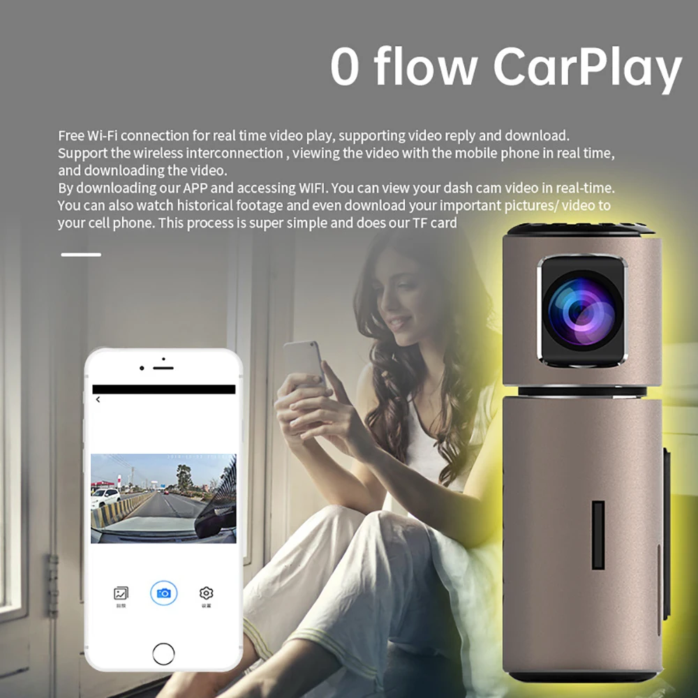 Автомобильный видеорегистратор 1080P Full HD WiFi с циклической записью акселерометром