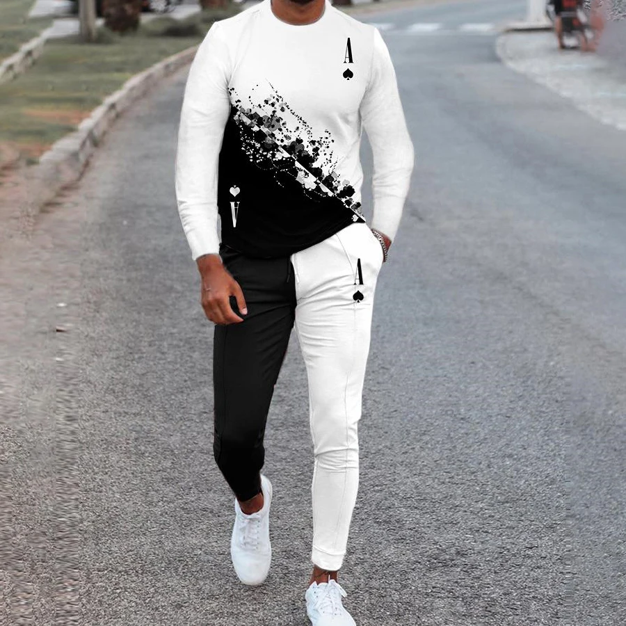 

Jogging Pants Men 2 Piece Sets Men Tracksuit 3D printed Casual Trend Oversized Clothes Summer Sportwear Suit Long Sleeve T Shirt