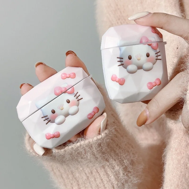 

Hello Kitty Wireless Earphone Case for AirPods 3 Cover Cartoon 3D Geometric Bluetooth-Compatible Accessories for AirPods 1 2 Pro