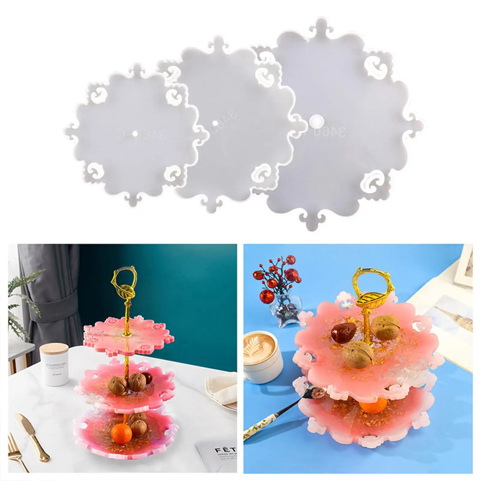 

3 Layer Silicone Fruit Tray Mold 3pcs Epoxy Resin Casting Mould Projects Art