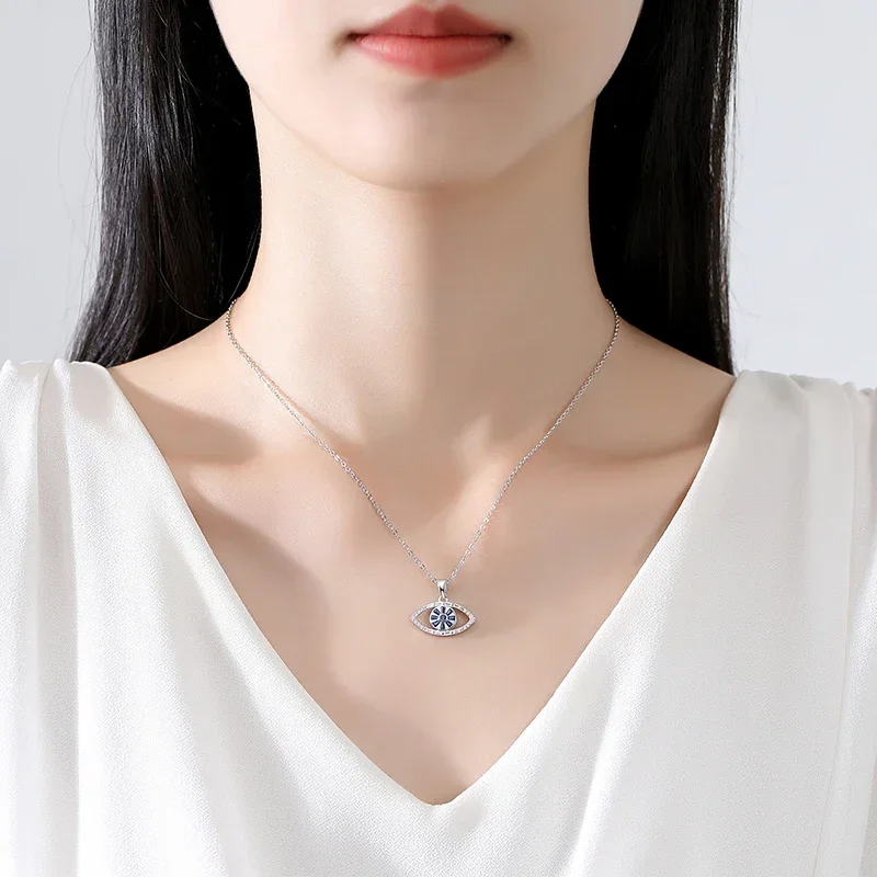 Женское ожерелье с подвеской глаз из серебра 925 пробы