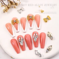 10pcs goldsliver angel nail art charms diamond hollow bowknot golden ornament gems manicure design nail jewelry accessories