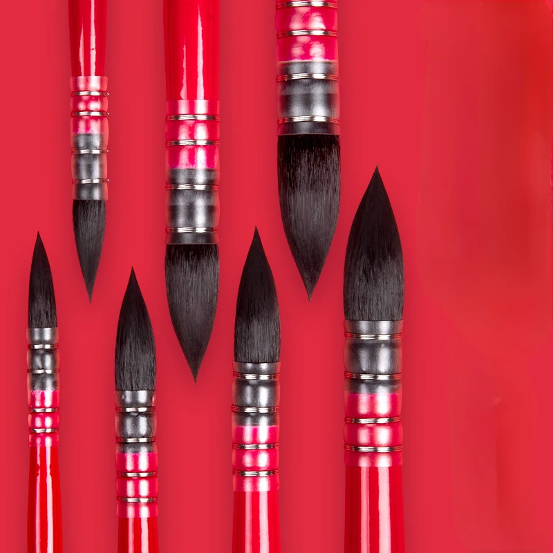 Kup Zestaw 9 Czerwonych Tłustych Pędzli Akwarelowych Malowanie Artystyczne Z Wiewiórką Nylonowa Mieszanka Wełny Głowica Mopa Stalówka Hook Line Detail Stroke Pen