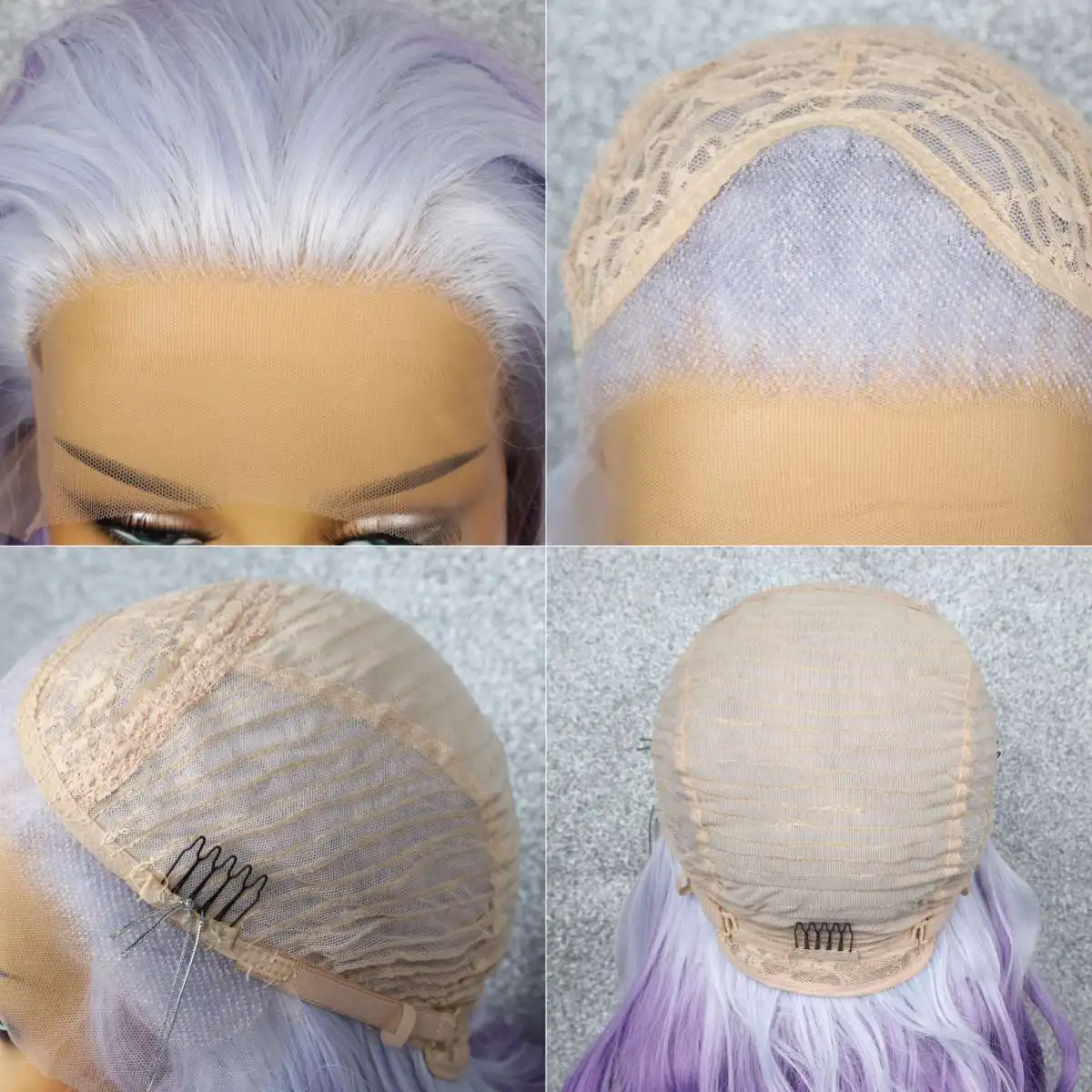 CWIGS белый фиолетовый градиентный синтетический передний парик на сетке дышащий