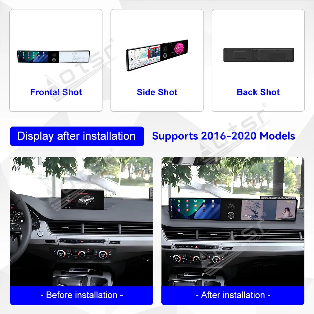 Фото Новый большой 24,6-дюймовый Android Auto для Audi Q7 2016-2020, обновленный автомобильный радиоприемник, стерео Carplay, GPS HD, навигационное устройство с сенсорным экраном и BT 5.0 №3