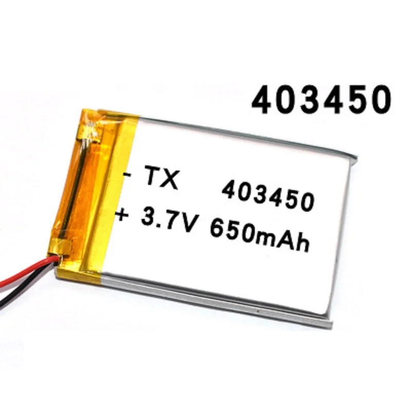 

403450 3.7V 650mAH 383450 PLIB polymer lithium ion / Li-ion battery for GPS mp3 mp4 mp5 dvd