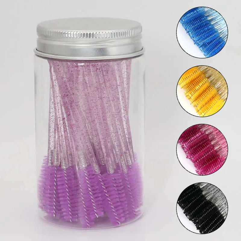 

OGEYERO Новинка одноразовая 5/50 шт. искусственная Кисть для макияжа с бриллиантовой ручкой для туши для ресниц инструмент для наращивания ресни...