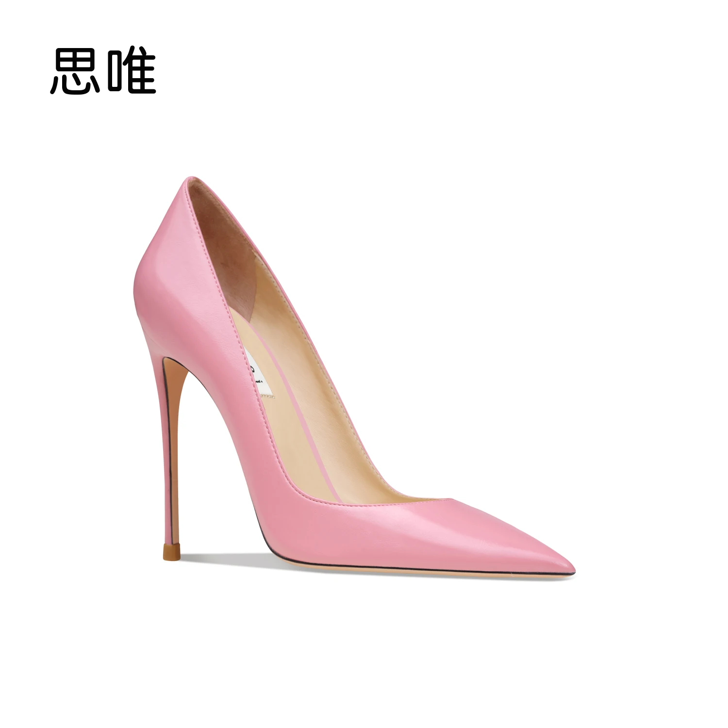 Genuine Leather Women's Shoes Pink Fashion Pointed Toe Ladies High-heeled Shoes Classic Pumps 10cm Stiletto Evening Dress Shoes