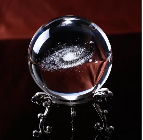 

60/80/100mm 3D Laser Engraved Galaxy Glass Ball Crystal Miniatures Boy Gifts Sphere Home Decoration Accessories Globe Universe