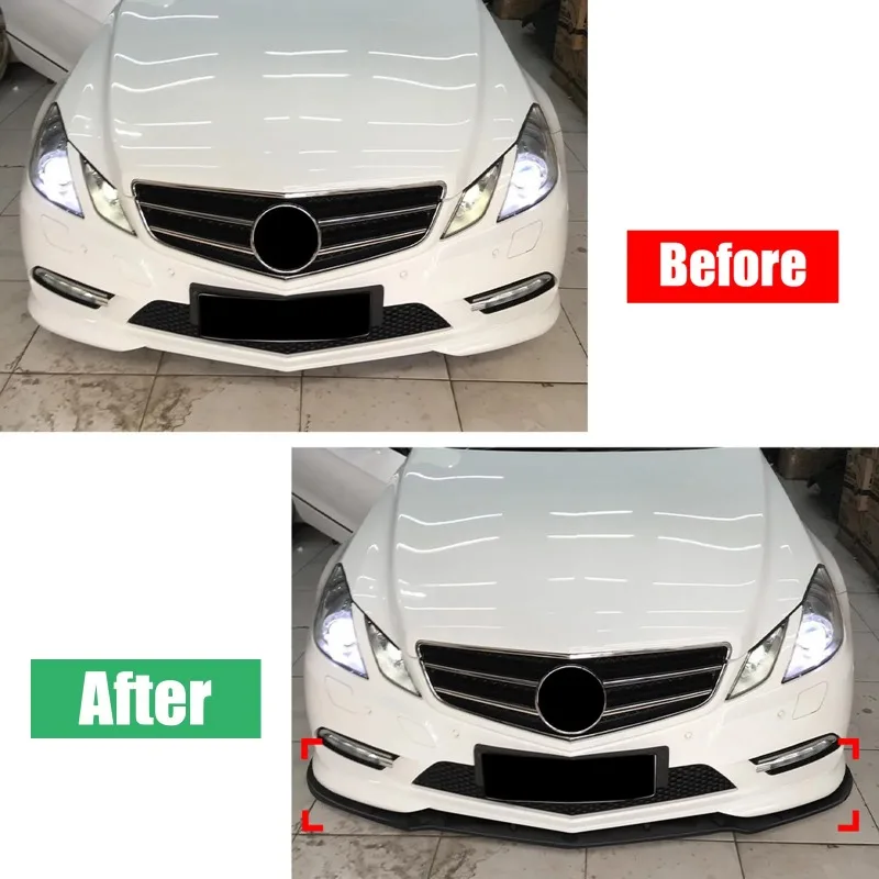 Фото Для Mercedes-Benz E-класса C207 AMG Line Coupe 2009-2012: передний бампер, сплиттер, спойлер, матовый/глянцевый черный, под карбон №4