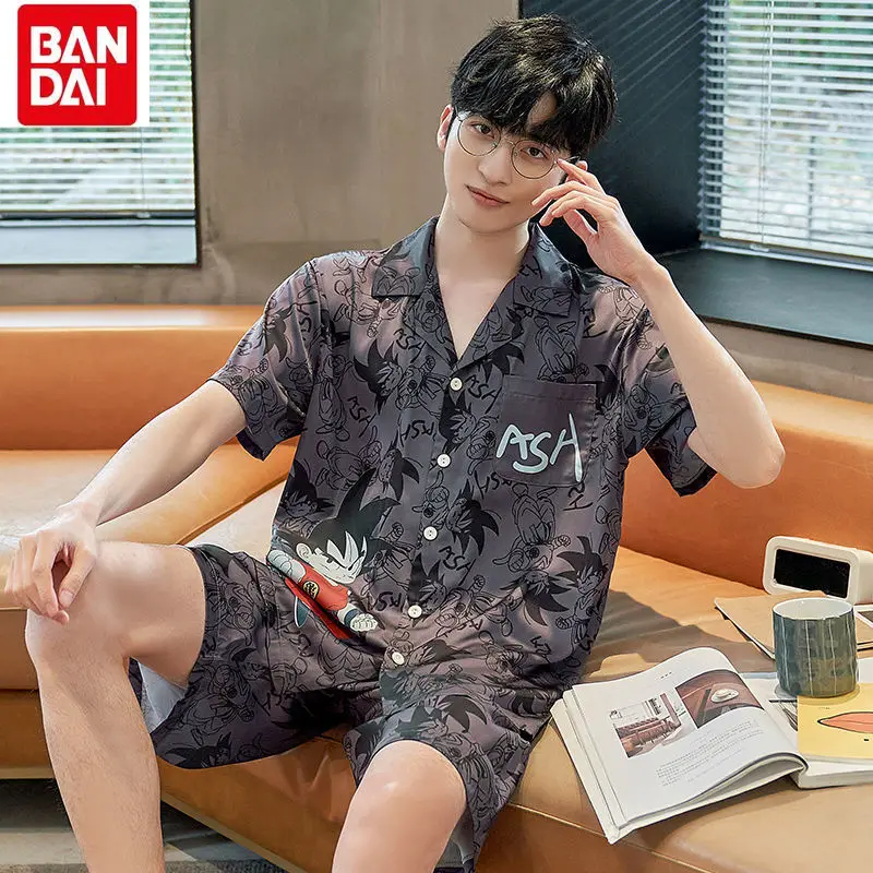 

Bandai Dragon Ball Sun Wukong Japanese Anime Ice Silk Thin Homewear Suit Summer Cartoon Casual Short Sleeve Shorts Pajamas Men