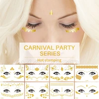 gold face temporary tattoo sticker flower waterproof freckles makeup eye decal body art for girl kid design 20