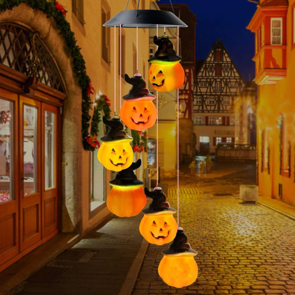 

LED Halloween Pumpkin Skull Pendant Light DIY Hanging Horror Halloween Garden Decorative Solar Lights For Home Party Supplies