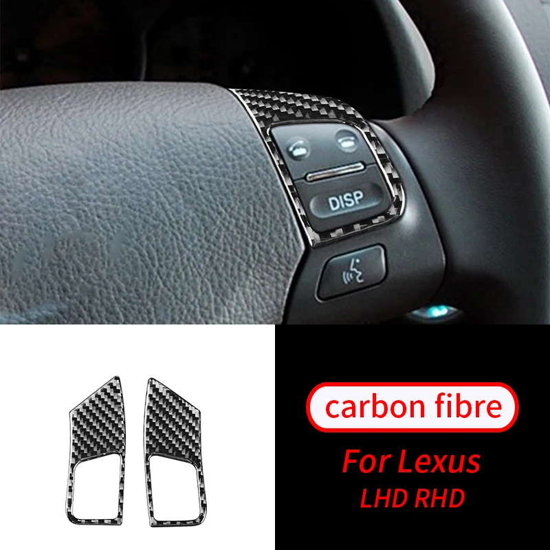 

For Toyota LEXUS GS 2006-2011 2Pcs Real Carbon Fiber Steering Wheel Button Sticker Trim Car Interior Accessories
