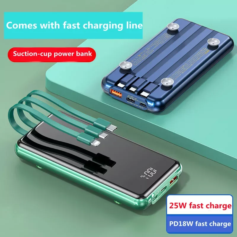 

Power Bank 10000mAh With Cable Two-way Fast Charge External Battery Pack Fast Charger For Xiaomi iPhone Phone Auxiliary Battery