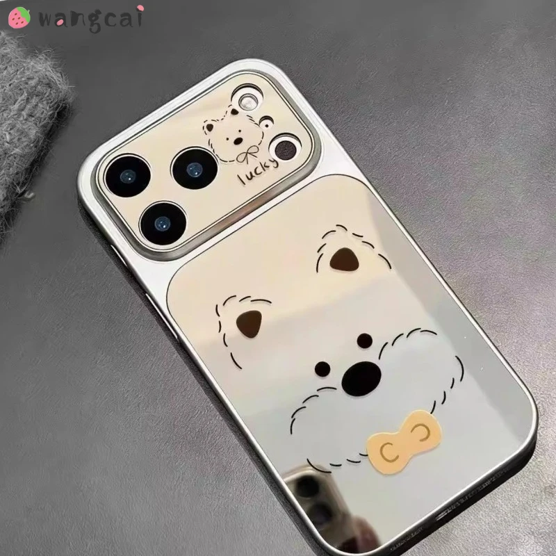 Серебряный зеркальный чехол для телефона Huawei P60 Pro Pura 80 70 P60 Art Honor Magic 6 Pro, роскошный милый мультяшный мягкий чехол с изображением щенка вест-хайленд-уайт-терьера (art.: 3920da03d3441) - 3920da03d3441
