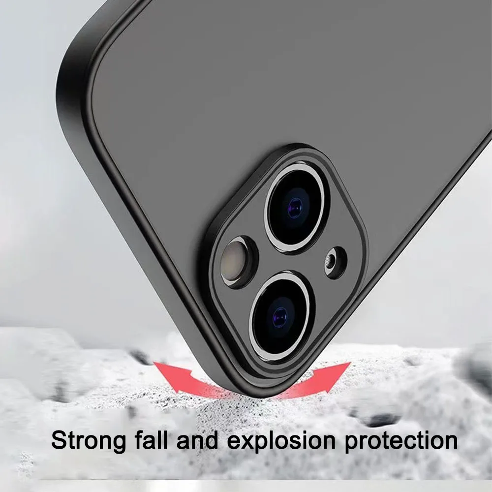 Matte Case For iPhone 13 12 11 Pro Max XR XS X 7 8 Plus SE Lens Protection Case Matte Hard Cover Shockproof Clear Phone Case