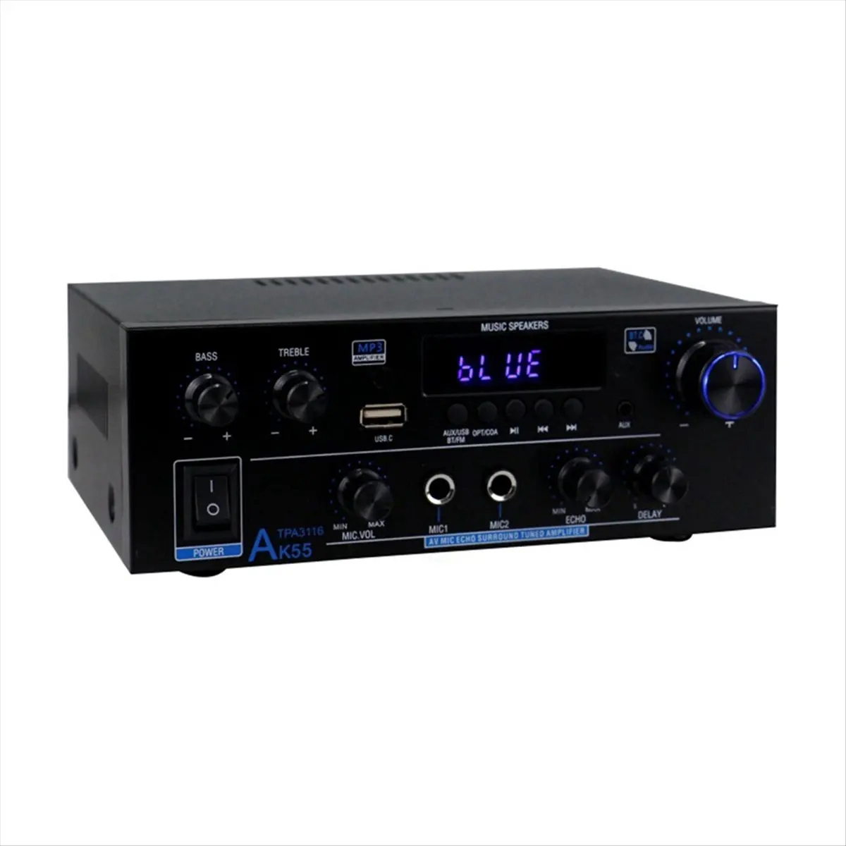 Фото Домашний усилитель мощности Y14A AK55, 900 Вт макс., 2.0-канальный, Bluetooth, Hi-Fi аудио, караоке-плеер, с европейской вилкой. №5