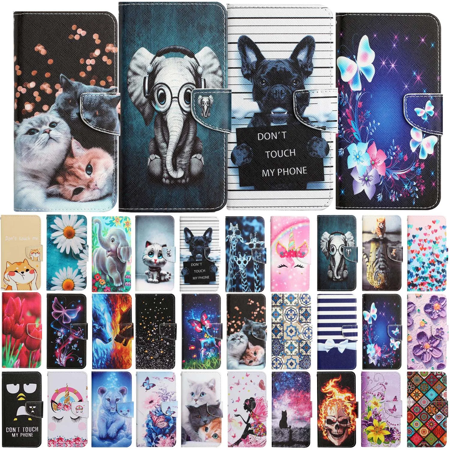 

Leather Flip Phone Case For Samsung Galaxy A11 A21S A31 A51 A71 A20 A30 A50 A70 Cat Butterfly Painted Wallet Card Holder Cover