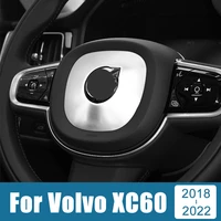 stainless steel car trim cover steering wheel logo frame sticker styling accessories fit for volvo xc60 2018 2019 2020 2021 2022