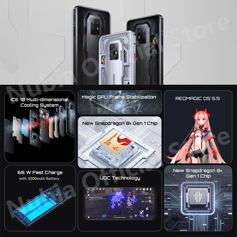 Kup Globalna Wersja Nubia RedMagic 7S Pro Telefon Do Gier 6.8 Cali Pod Kamerą Snapdragon 8 + Gen 1 Octa Core 64MP Potrójne Kamery NFC