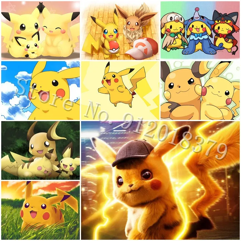 

Pikachu 5D Diy Diamond Painting Pokemon Lovely Cartoons Animation Embroidery Cross Stitch Bandai Anime Mosaic Art Picture Decal