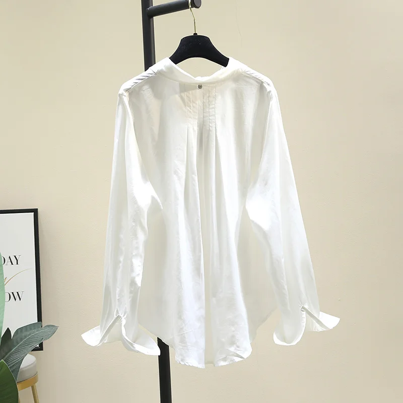 

SuperAen Cotton New Design White Shirt Women's Summer 2022 New Korean Long Sleeve Shirt Chic Top