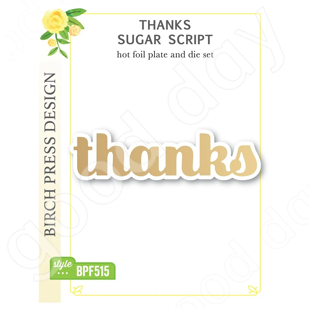 

Arrival 2022 New Thanks Sugar Script Hot Foil Plate and Dies Scrapbook Used for Diary Decoration Template Diy Card Handmade