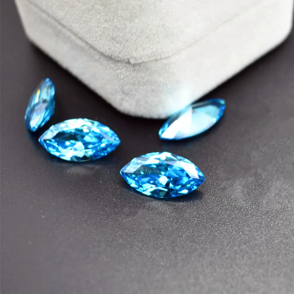 

High Quality Aquamarine Marquise Cut Gemstone Faceted Vivid Blue Aquamarine Gem AM048