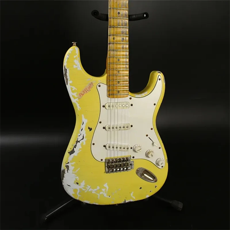 

Flerigh China Factory OEM High Quality Wholesale Musical Instruments scooped fingerboard 6 Strings Relic Electric Guitar